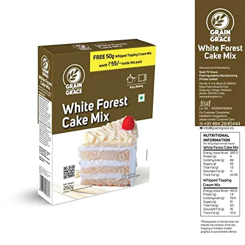 White Forest Cake Mix (250g) Grain N Grace