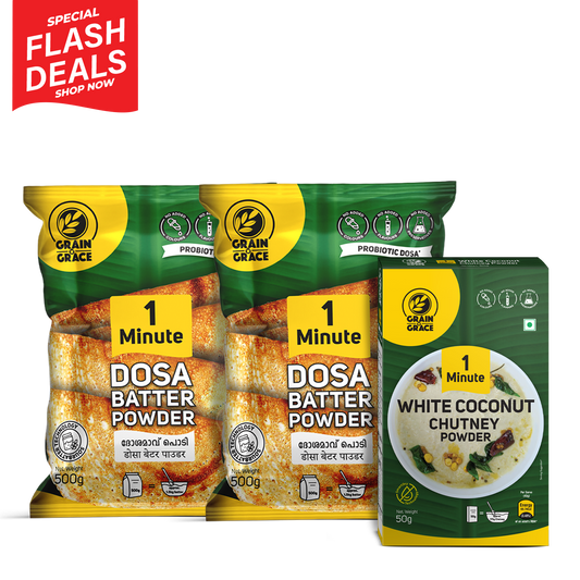 Two Dosa Batter Bundle + 1 White Coconut Chutney Powder