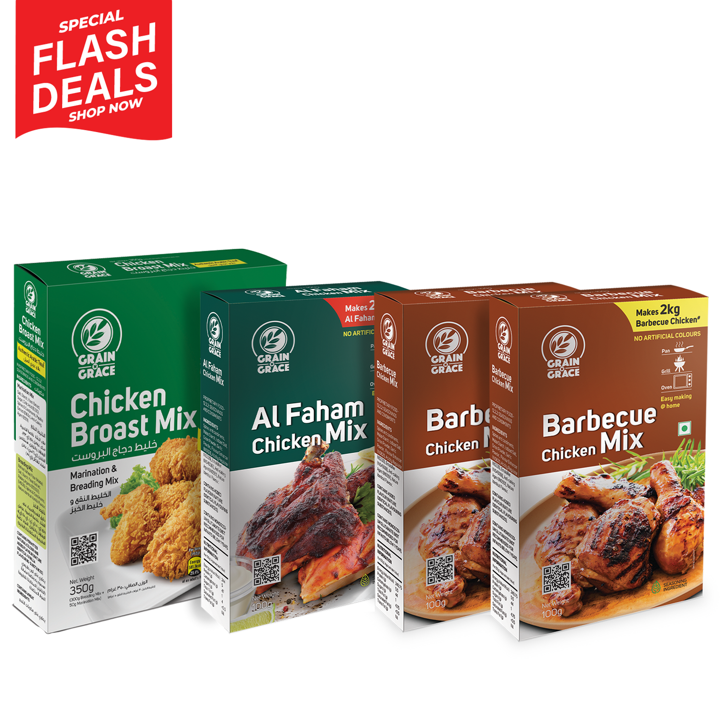 Chicken Broast Mix – Authentic Arabic Treat (350g) + Al Faham Chicken Mix (100g) + Barbecue Chicken Mix (100g) + Barbecue Chicken Mix (100g)