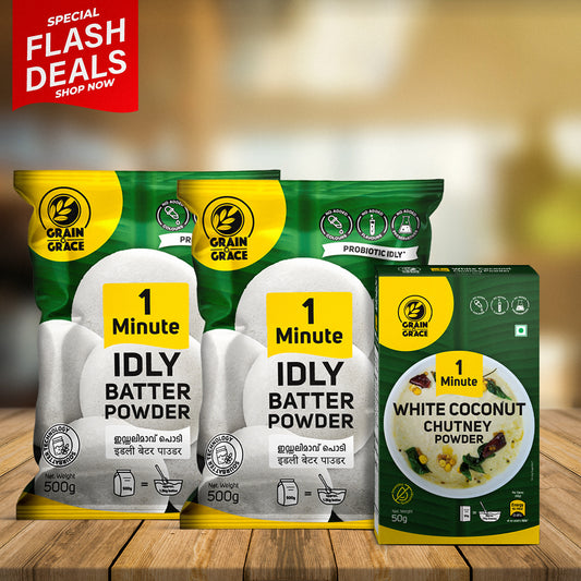 Two Idly Batter Bundle + 1 White Coconut Chutney Powder