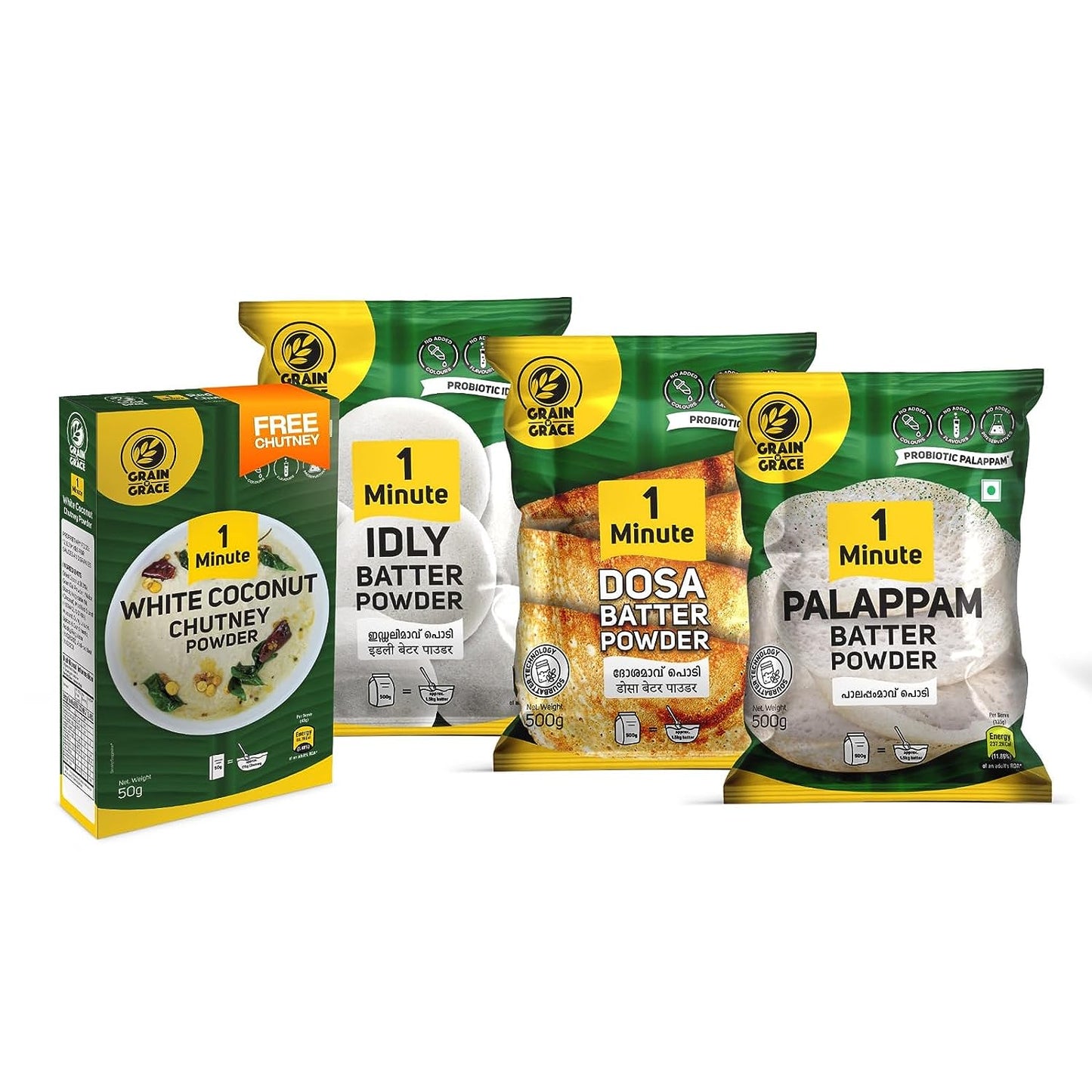 Palappam + Dosa + Idly Batter Bundle (1 White Coconut Chutney Powder Free)