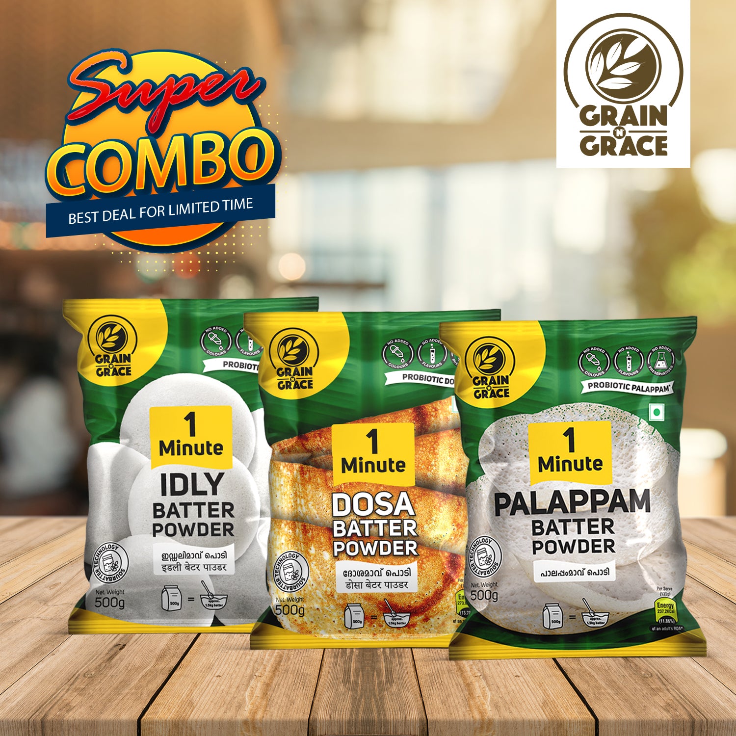 Palappam + Dosa + Idly Batter Bundle Grain N Grace