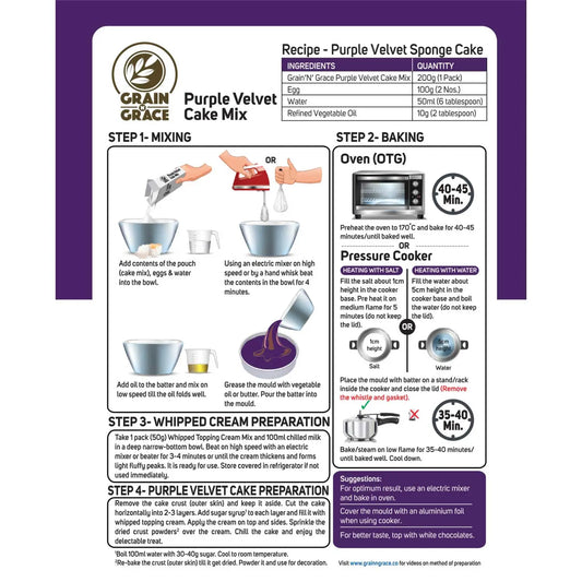 Purple Velvet Cake Mix 250g (Buy 1 Get 1 Offer) Grain N Grace