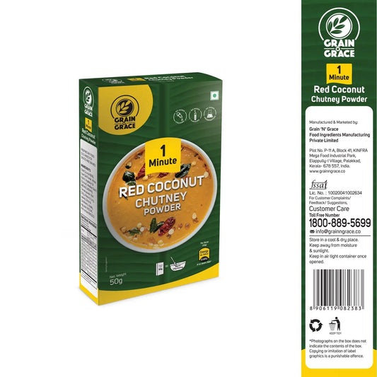 1 Minute Red Coconut Chutney Powder (50g) Grain N Grace