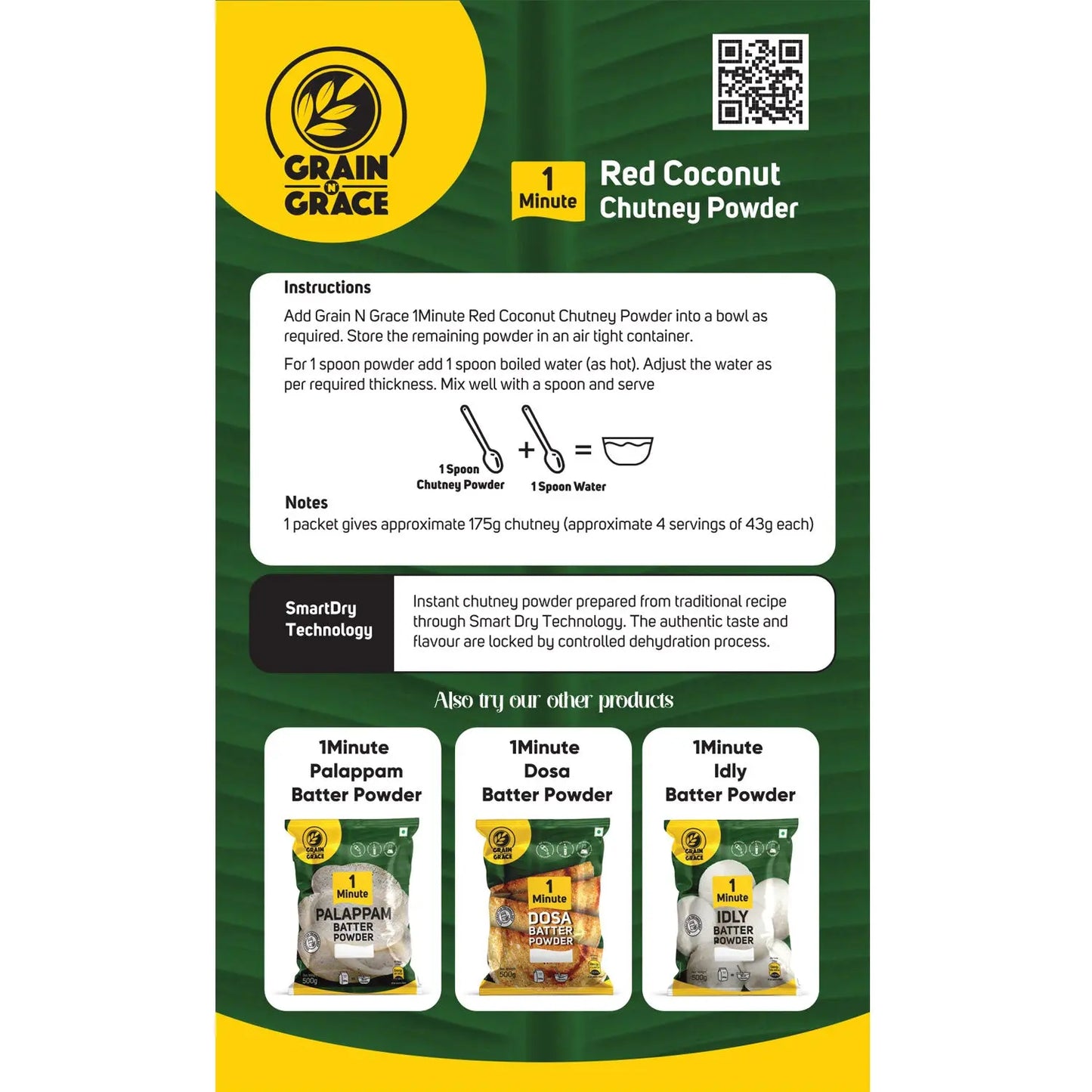 1 Minute Red Coconut Chutney Powder (50g) Grain N Grace