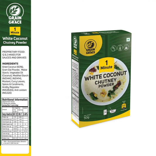 1 Minute White Coconut Chutney Powder (50g) Grain N Grace