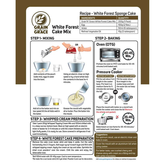 White Forest Cake Mix (250g) Grain N Grace