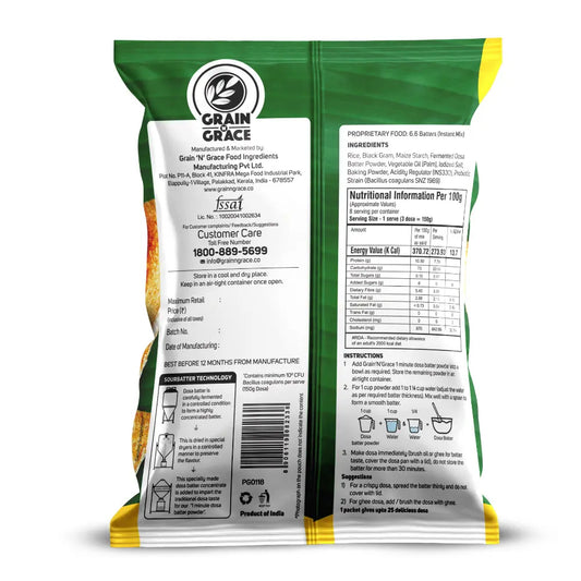 1 Minute Dosa Batter Powder (500g) Grain N Grace