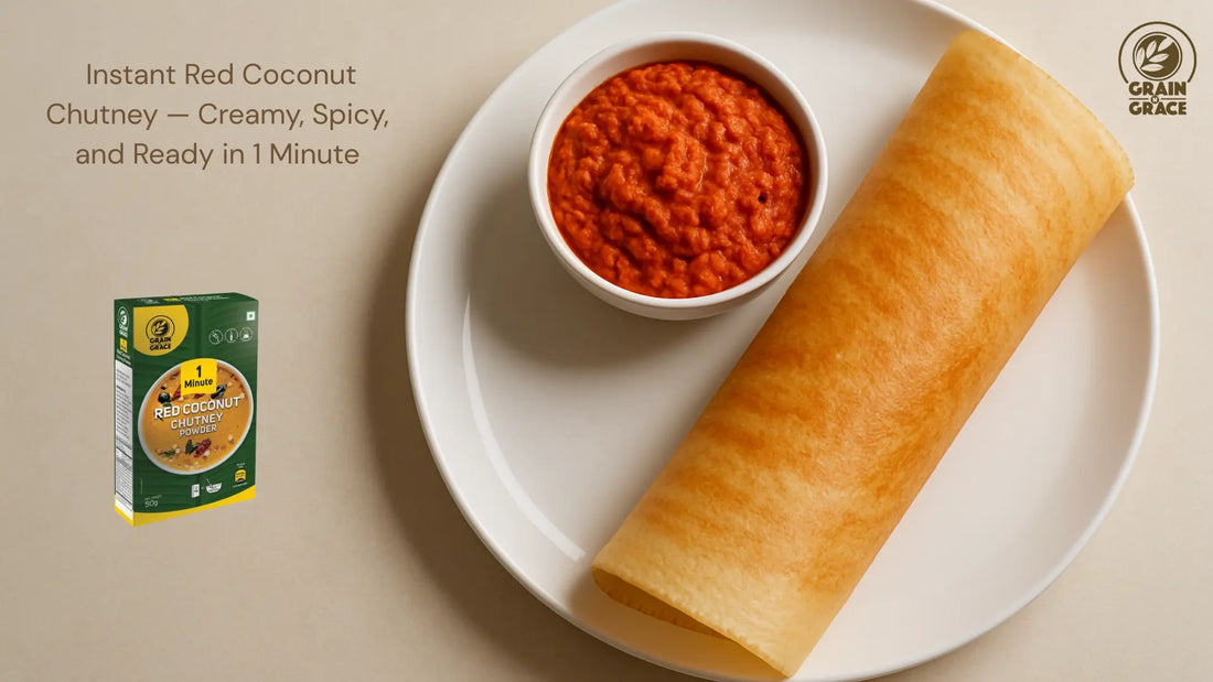 Instant Red Coconut Chutney — Creamy, Spicy, and Ready in 1 Minute Grain N Grace