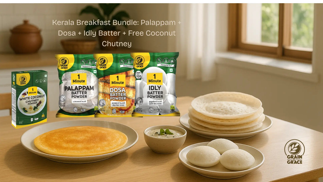 Kerala Breakfast Bundle: Palappam + Dosa + Idly Batter + Free Coconut Chutney Grain N Grace