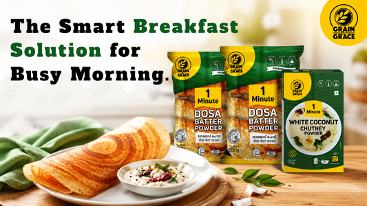 One Minute Dosa Batter Powder + White Coconut Chutney: The Smart Breakfast Solution for Busy Mornings