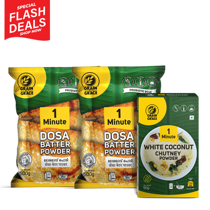 Two Dosa Batter Bundle + 1 White Coconut Chutney Powder