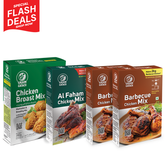 Chicken Broast Mix – Authentic Arabic Treat (350g) + Al Faham Chicken Mix (100g) + Barbecue Chicken Mix (100g) + Barbecue Chicken Mix (100g)