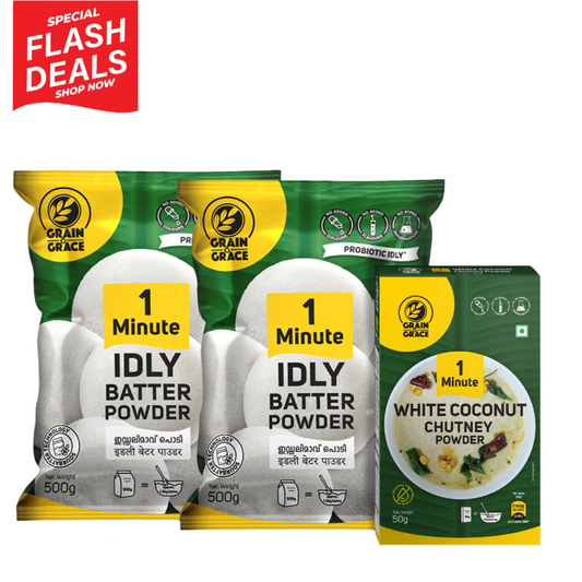 Two Idly Batter Bundle + 1 White Coconut Chutney Powder