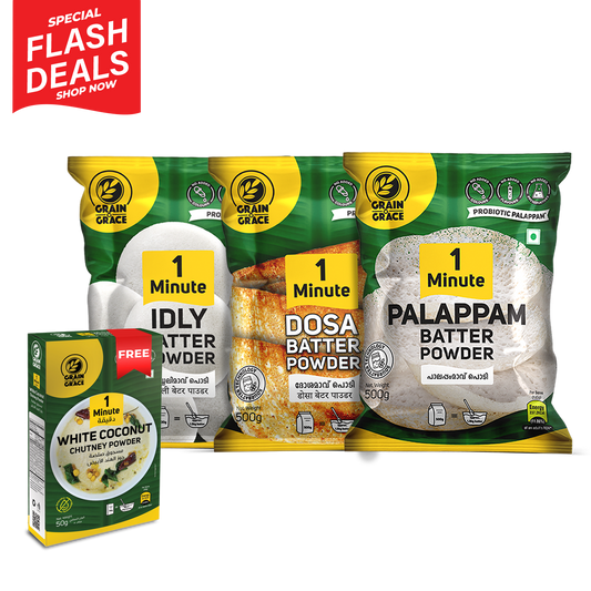 Palappam + Dosa + Idly Batter Bundle (1 White Coconut Chutney Powder Free)